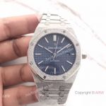 JF Factory Newest Audemars Piguet Replica Royal Oak SS Frosted 41mm Blue Dial Watch